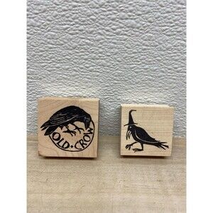Set Of 2 Rubbermoon Wood Mounted Rubber Stamps Raven & Crow
